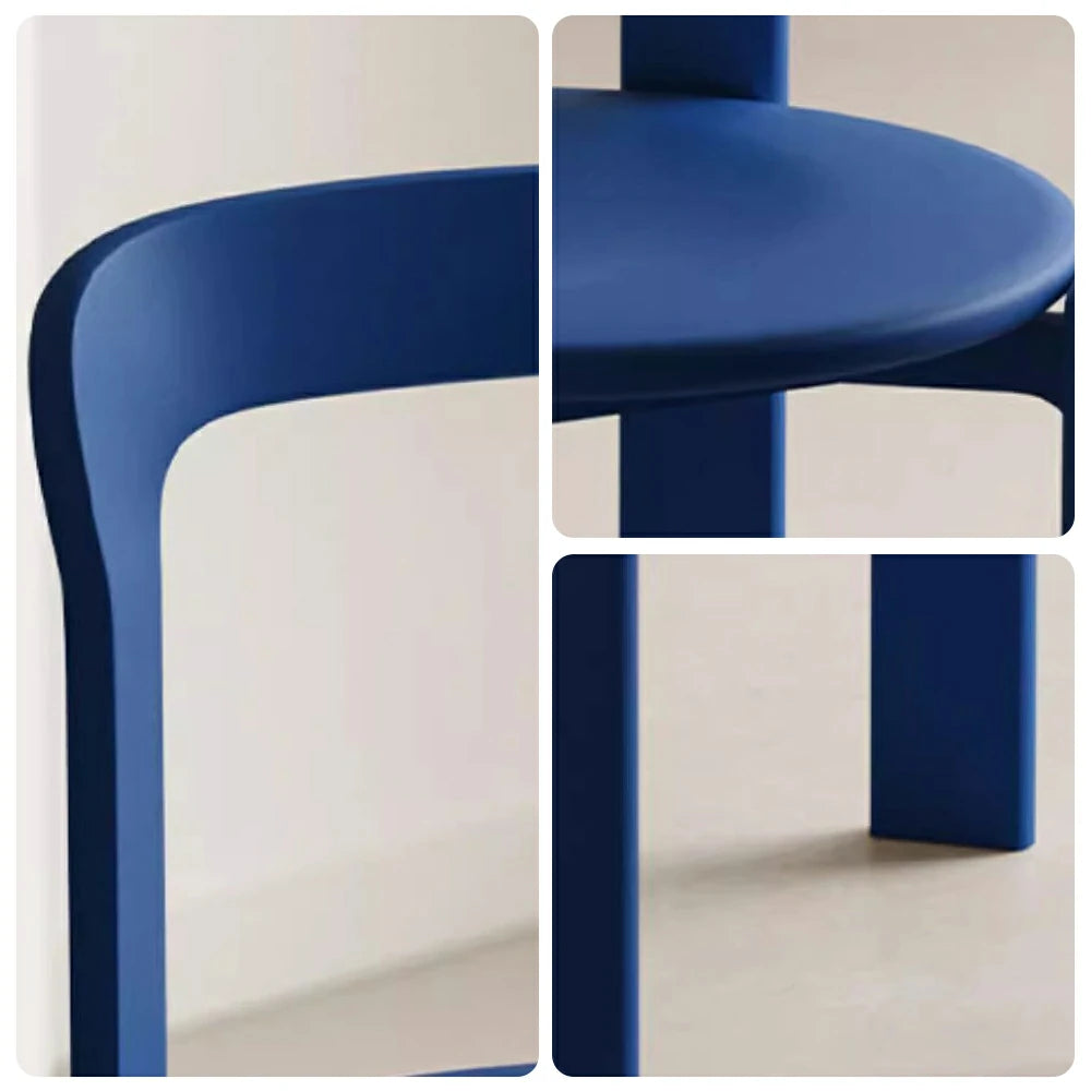 LIVARA Dining Chair - Ergonomic Curved Backrest - Solid Wood Frame - Thickened Stable Legs for Home & Cafe Use - Blue