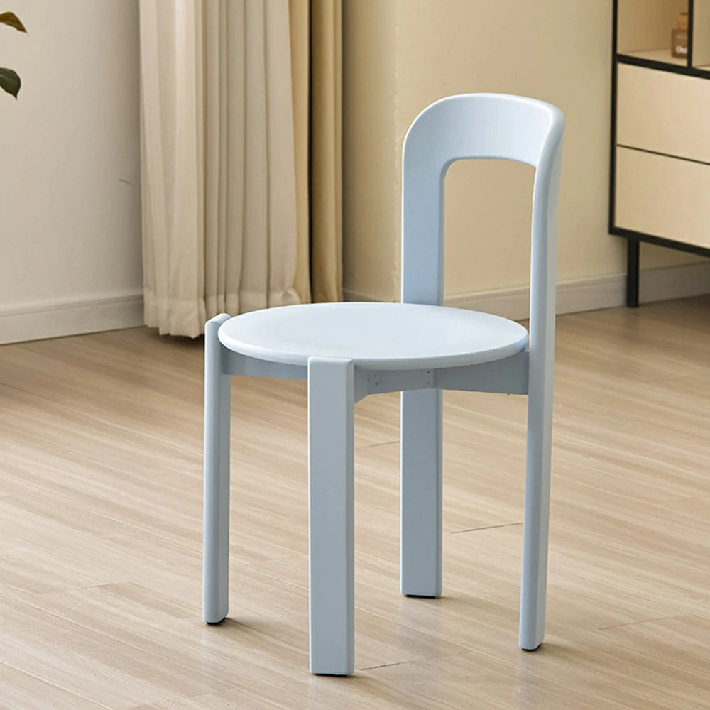 LIVARA Dining Chair - Ergonomic Curved Backrest - Solid Wood Frame - Thickened Stable Legs for Home & Cafe Use - Light Blue