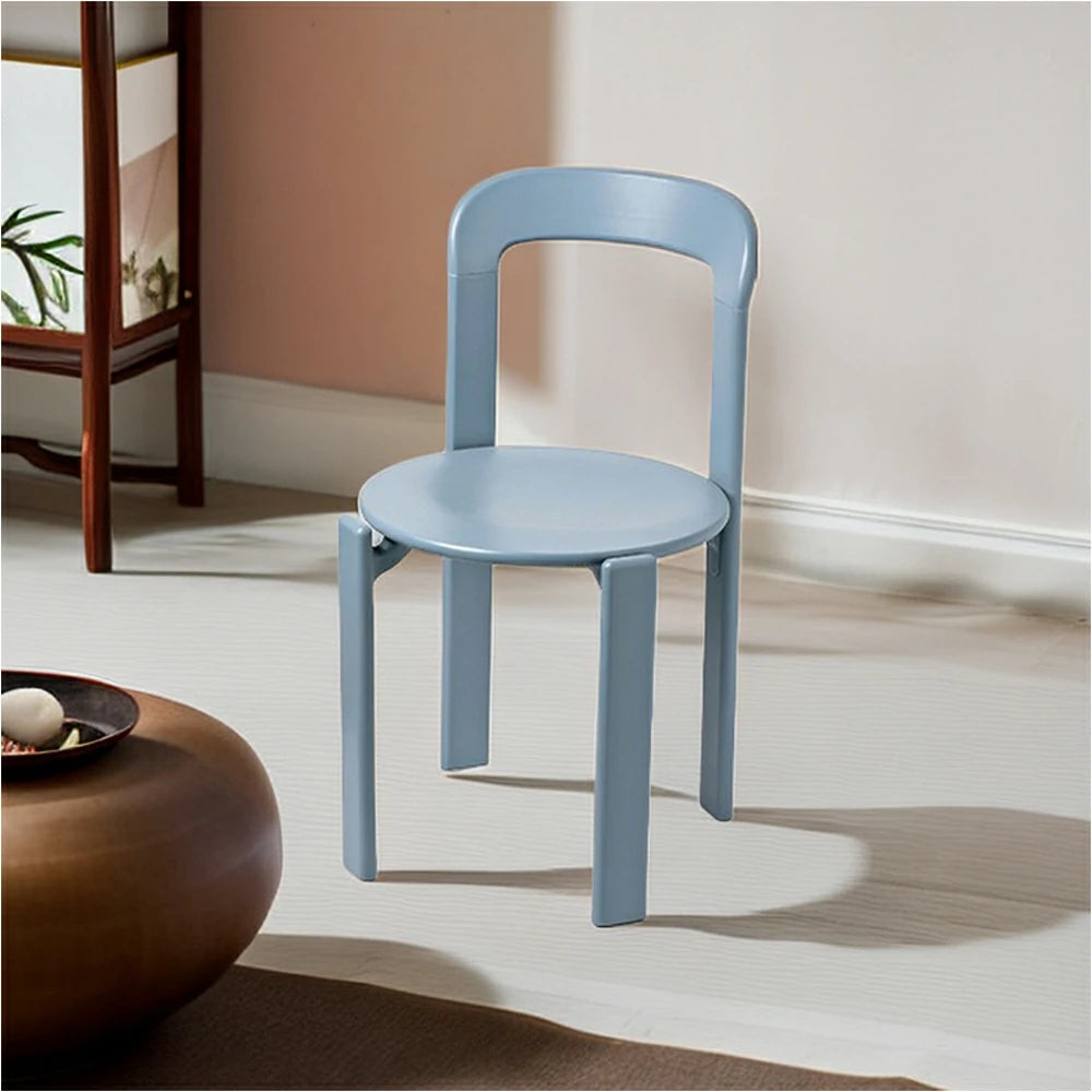 LIVARA Dining Chair - Ergonomic Curved Backrest - Solid Wood Frame - Thickened Stable Legs for Home & Cafe Use - Light Blue