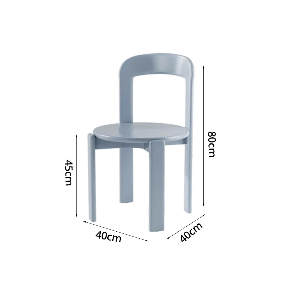 LIVARA Dining Chair - Ergonomic Curved Backrest - Solid Wood Frame - Thickened Stable Legs for Home & Cafe Use - Light Blue