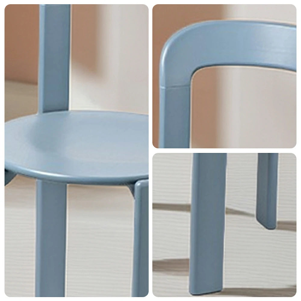 LIVARA Dining Chair - Ergonomic Curved Backrest - Solid Wood Frame - Thickened Stable Legs for Home & Cafe Use - Light Blue