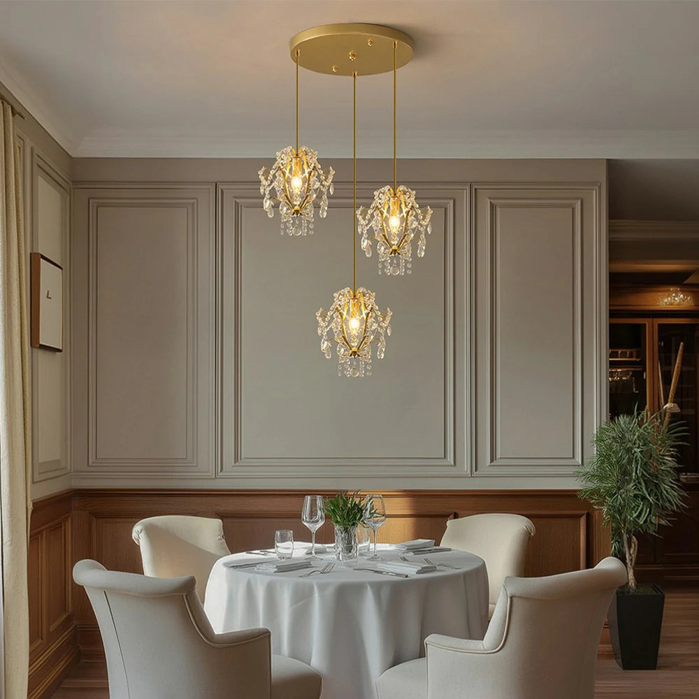 LIVARA Pendant Ligh E14 Lamp Holder Electroplated Iron Crystal Pendant Adjustable Chain - Elegant & Safe for Indoor Spaces