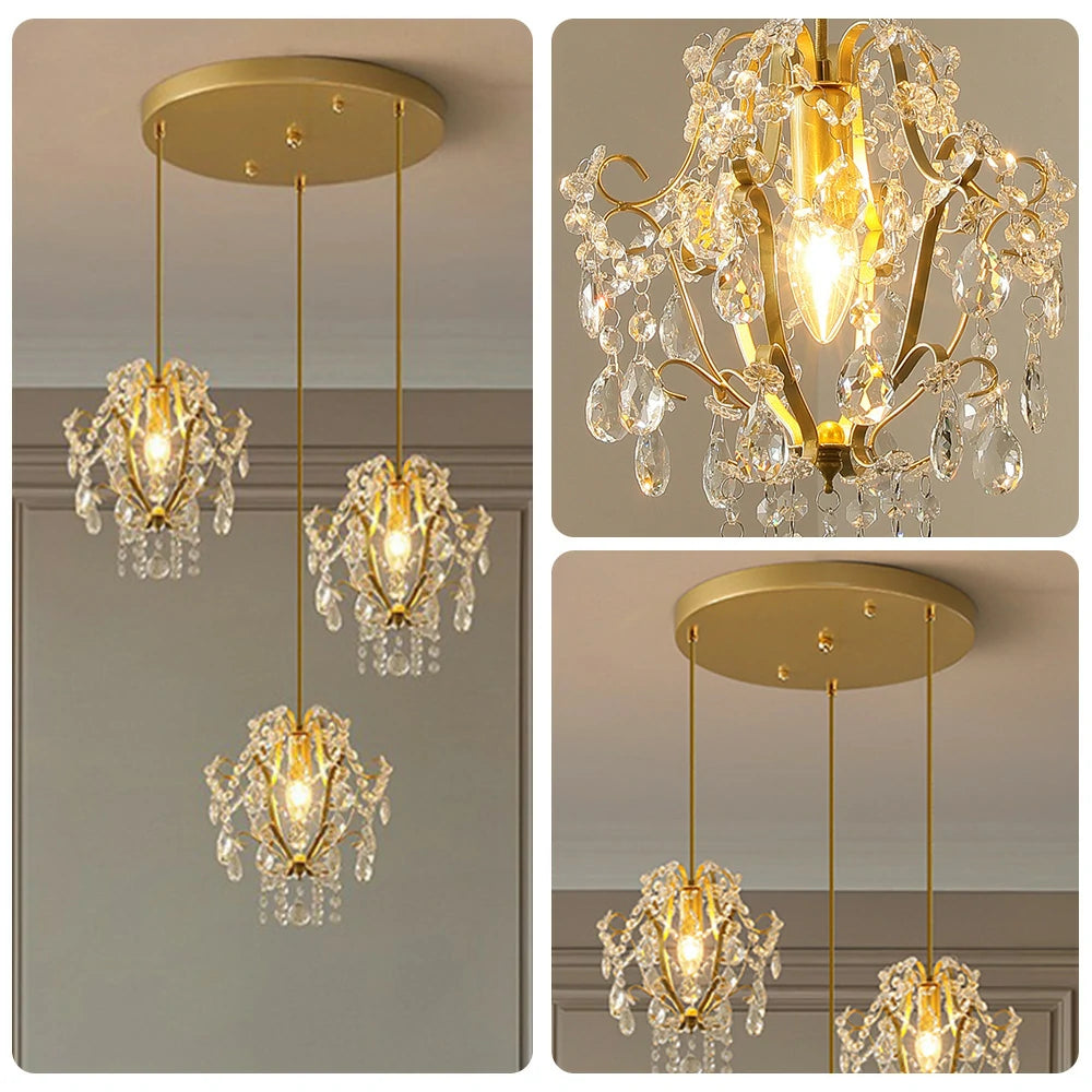 LIVARA Pendant Ligh E14 Lamp Holder Electroplated Iron Crystal Pendant Adjustable Chain - Elegant & Safe for Indoor Spaces