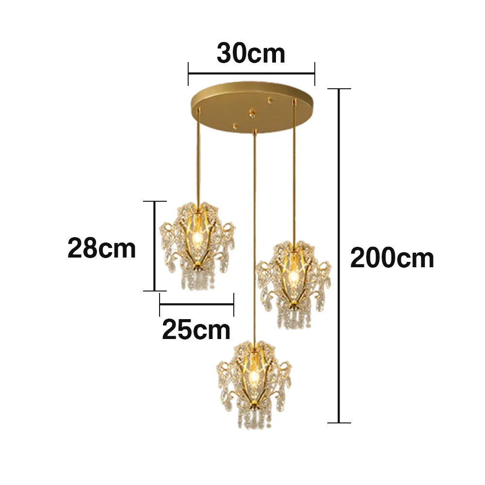 LIVARA Pendant Ligh E14 Lamp Holder Electroplated Iron Crystal Pendant Adjustable Chain - Elegant & Safe for Indoor Spaces