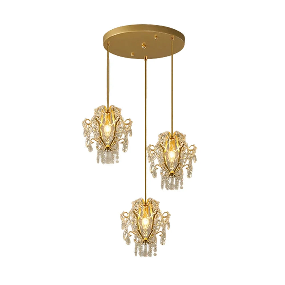 LIVARA Pendant Ligh E14 Lamp Holder Electroplated Iron Crystal Pendant Adjustable Chain - Elegant & Safe for Indoor Spaces