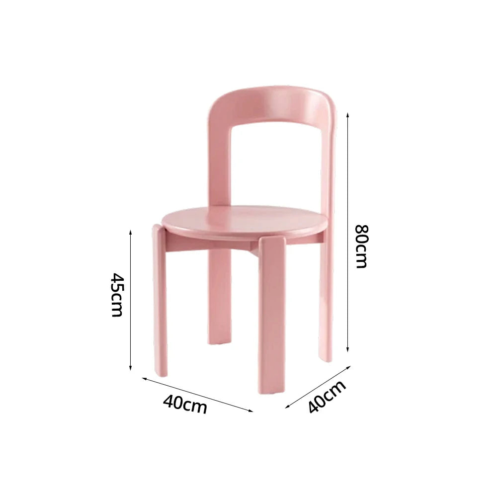 LIVARA Dining Chair - Ergonomic Curved Backrest - Solid Wood Frame - Thickened Stable Legs for Home & Cafe Use - Pink
