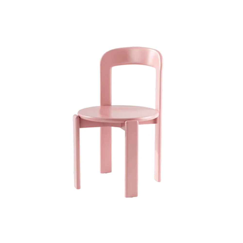 LIVARA Dining Chair - Ergonomic Curved Backrest - Solid Wood Frame - Thickened Stable Legs for Home & Cafe Use - Pink
