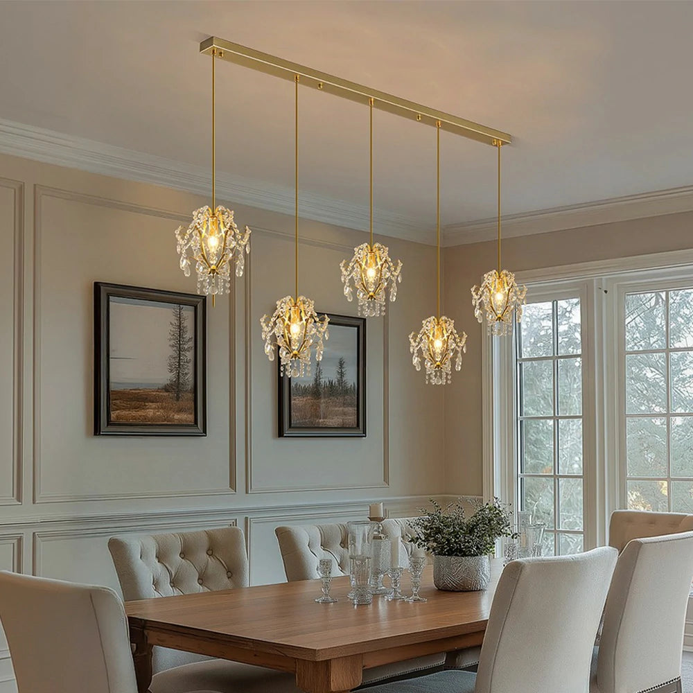 LIVARA Pendant Ligh 70/120cm E14 Lamp Holder Electroplated Iron Crystal Pendant Adjustable Chain - Elegant & Safe for Indoor Spaces