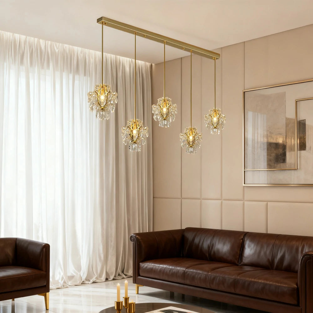 LIVARA Pendant Ligh 70/120cm E14 Lamp Holder Electroplated Iron Crystal Pendant Adjustable Chain - Elegant & Safe for Indoor Spaces