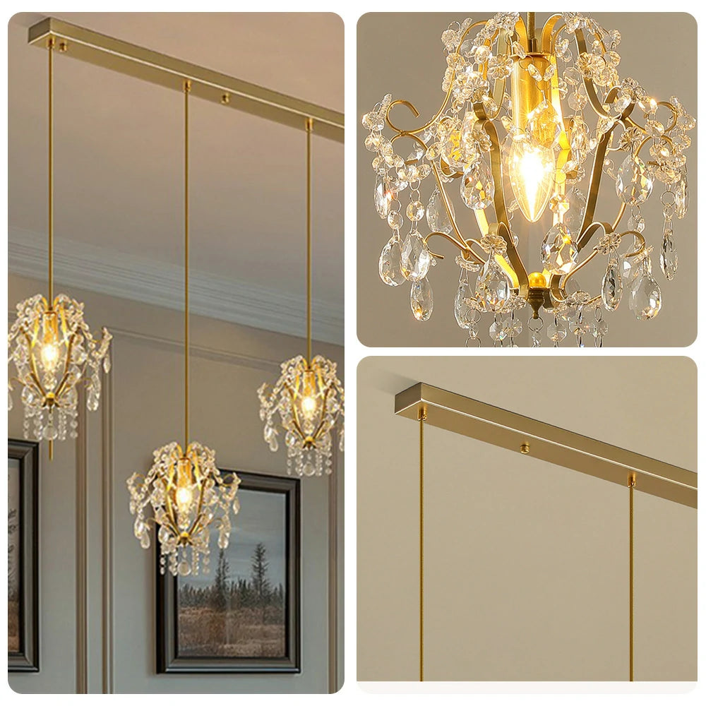 LIVARA Pendant Ligh 70/120cm E14 Lamp Holder Electroplated Iron Crystal Pendant Adjustable Chain - Elegant & Safe for Indoor Spaces