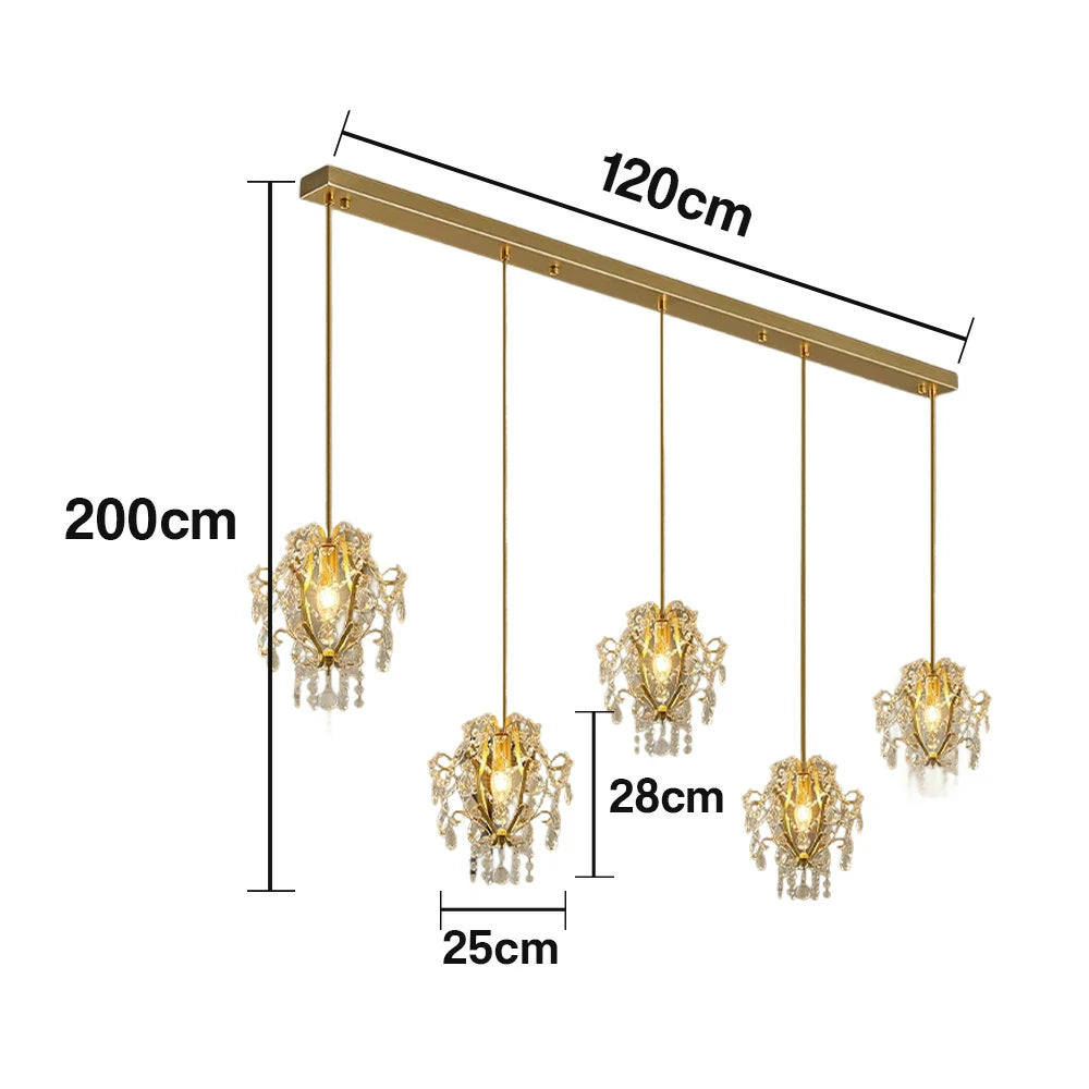 LIVARA Pendant Ligh 70/120cm E14 Lamp Holder Electroplated Iron Crystal Pendant Adjustable Chain - Elegant & Safe for Indoor Spaces