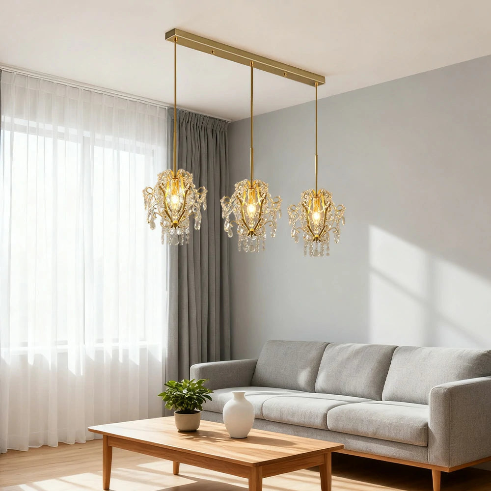 LIVARA Pendant Ligh 70/120cm E14 Lamp Holder Electroplated Iron Crystal Pendant Adjustable Chain - Elegant & Safe for Indoor Spaces