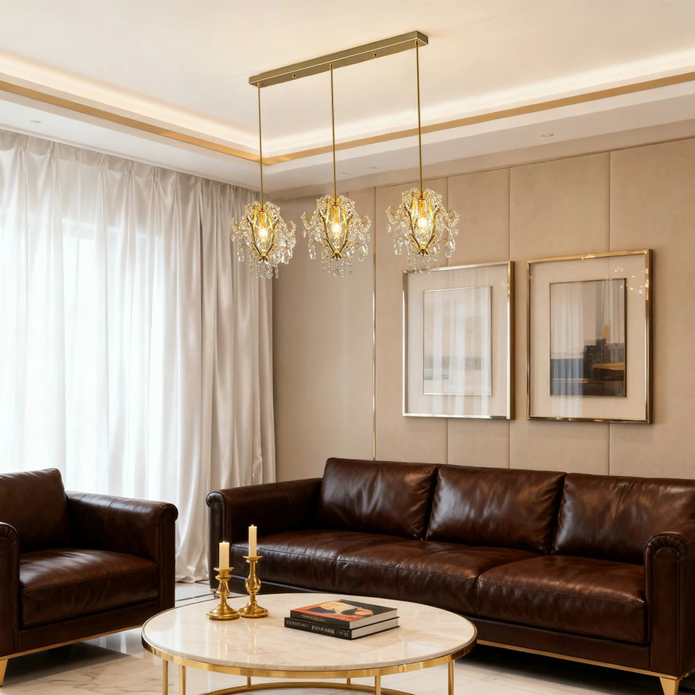 LIVARA Pendant Ligh 70/120cm E14 Lamp Holder Electroplated Iron Crystal Pendant Adjustable Chain - Elegant & Safe for Indoor Spaces