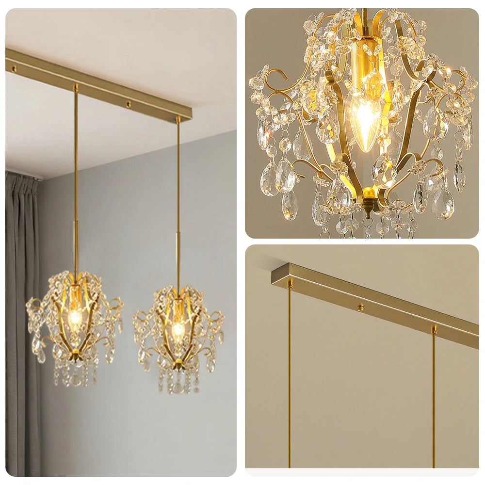 LIVARA Pendant Ligh 70/120cm E14 Lamp Holder Electroplated Iron Crystal Pendant Adjustable Chain - Elegant & Safe for Indoor Spaces