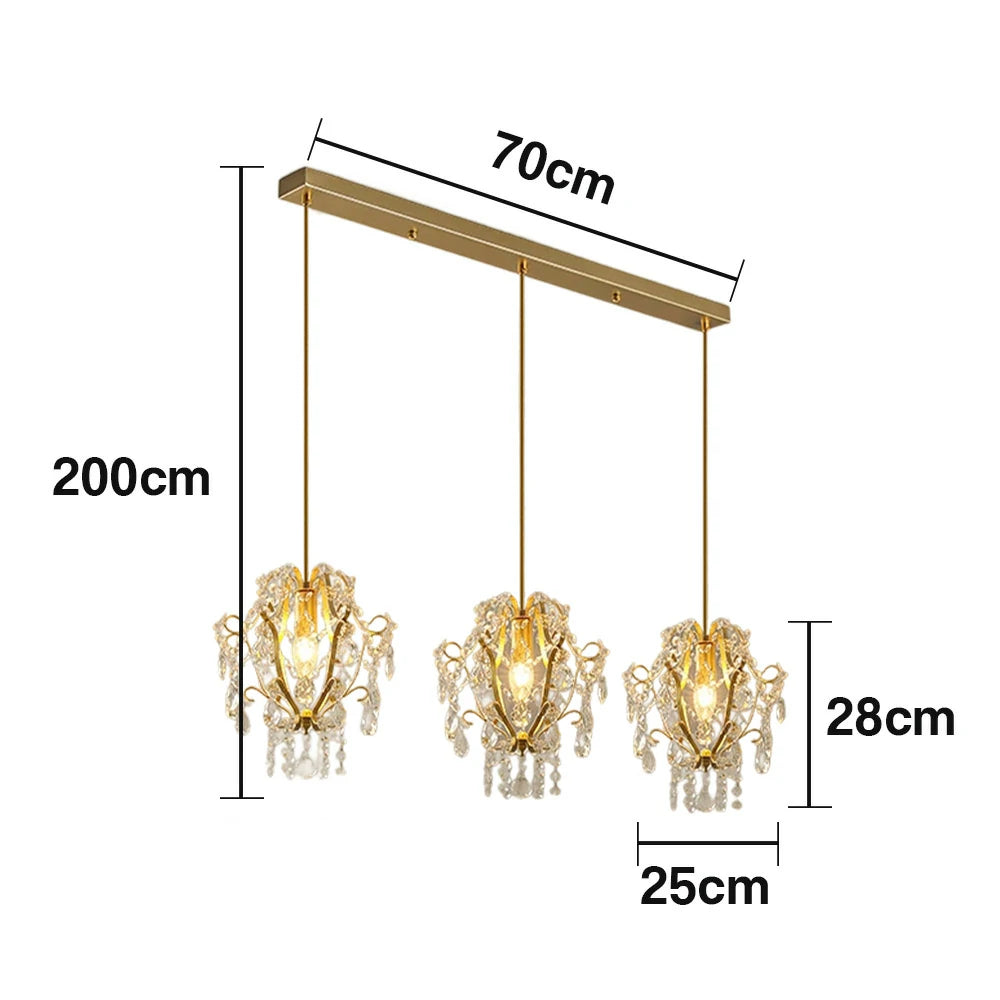 LIVARA Pendant Ligh 70/120cm E14 Lamp Holder Electroplated Iron Crystal Pendant Adjustable Chain - Elegant & Safe for Indoor Spaces