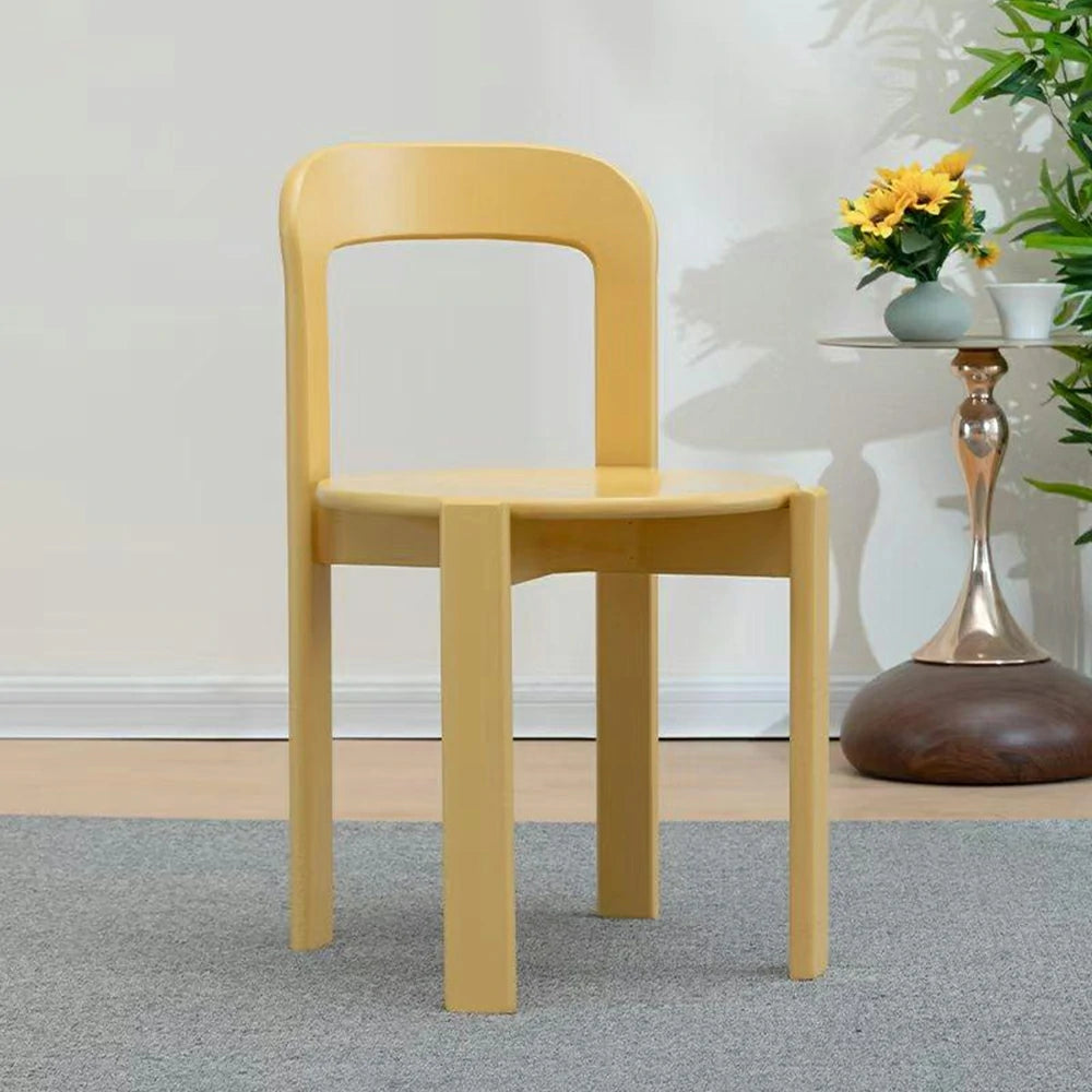 LIVARA Dining Chair - Ergonomic Curved Backrest - Solid Wood Frame - Thickened Stable Legs for Home & Cafe Use - Yellow