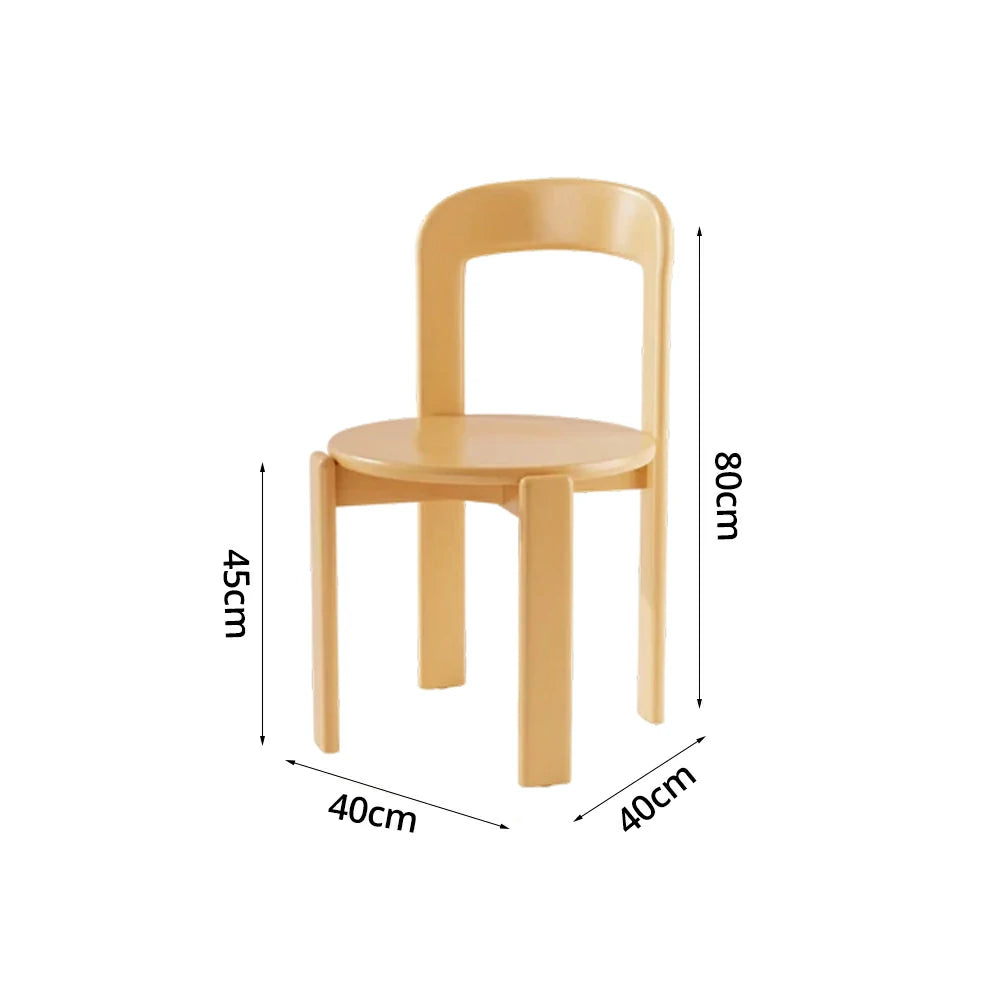 LIVARA Dining Chair - Ergonomic Curved Backrest - Solid Wood Frame - Thickened Stable Legs for Home & Cafe Use - Yellow