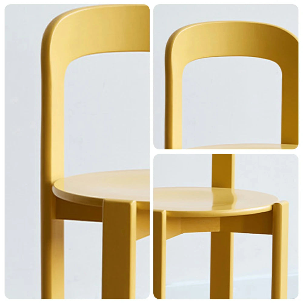 LIVARA Dining Chair - Ergonomic Curved Backrest - Solid Wood Frame - Thickened Stable Legs for Home & Cafe Use - Yellow