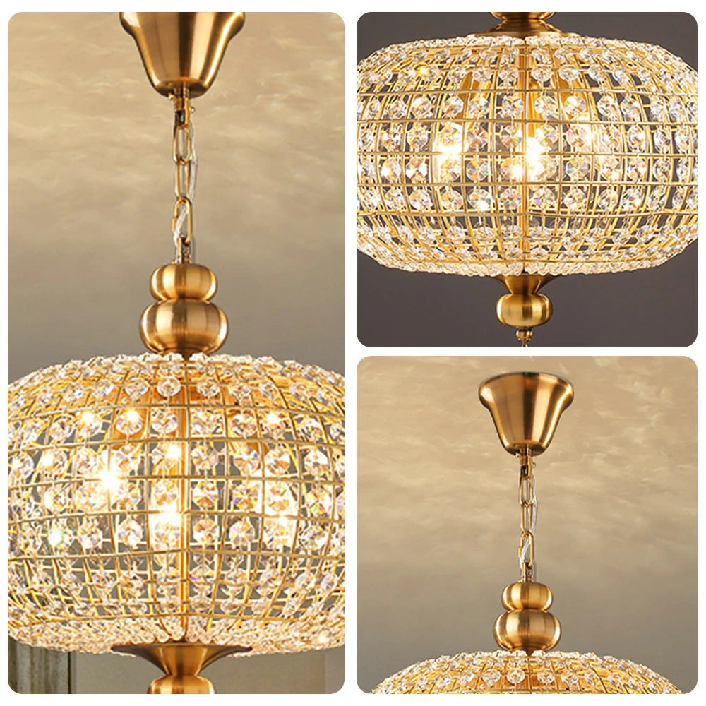 LIVARA Pendant Light Crystal Pendants Electroplated Iron Adjustable Chain - Elegant, Durable & Safe for Indoor Spaces