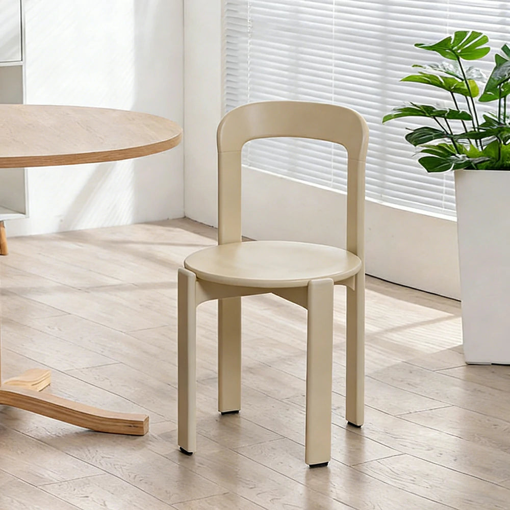 LIVARA Dining Chair - Ergonomic Curved Backrest - Solid Wood Frame - Thickened Stable Legs for Home & Cafe Use - Khaki