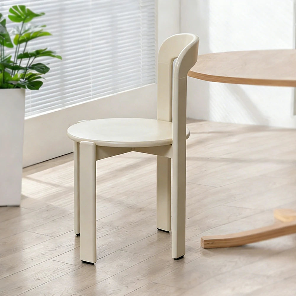 LIVARA Dining Chair - Ergonomic Curved Backrest - Solid Wood Frame - Thickened Stable Legs for Home & Cafe Use - Khaki