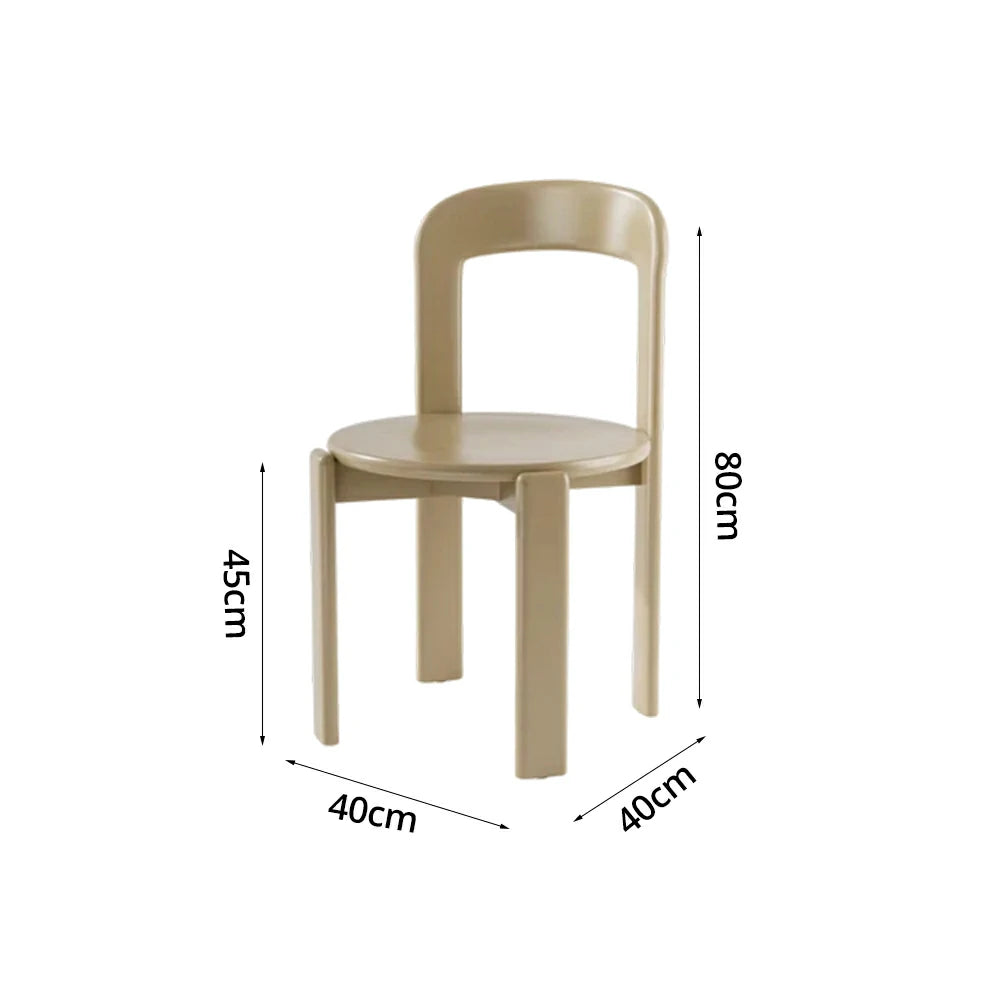 LIVARA Dining Chair - Ergonomic Curved Backrest - Solid Wood Frame - Thickened Stable Legs for Home & Cafe Use - Khaki