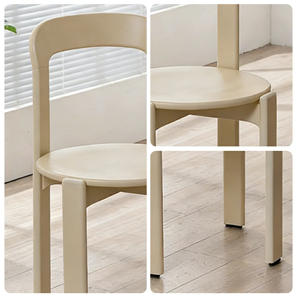 LIVARA Dining Chair - Ergonomic Curved Backrest - Solid Wood Frame - Thickened Stable Legs for Home & Cafe Use - Khaki