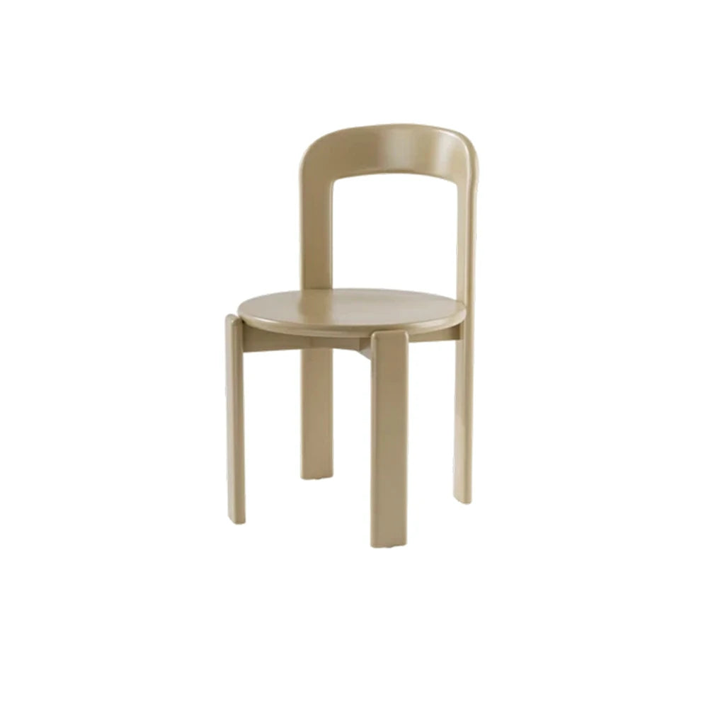 LIVARA Dining Chair - Ergonomic Curved Backrest - Solid Wood Frame - Thickened Stable Legs for Home & Cafe Use - Khaki