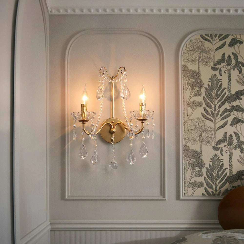 LIVARA Wall Light LED Light Source Electroplated Iron Frame Crystal Pendants Adjustable Chain - Stylish & Durable