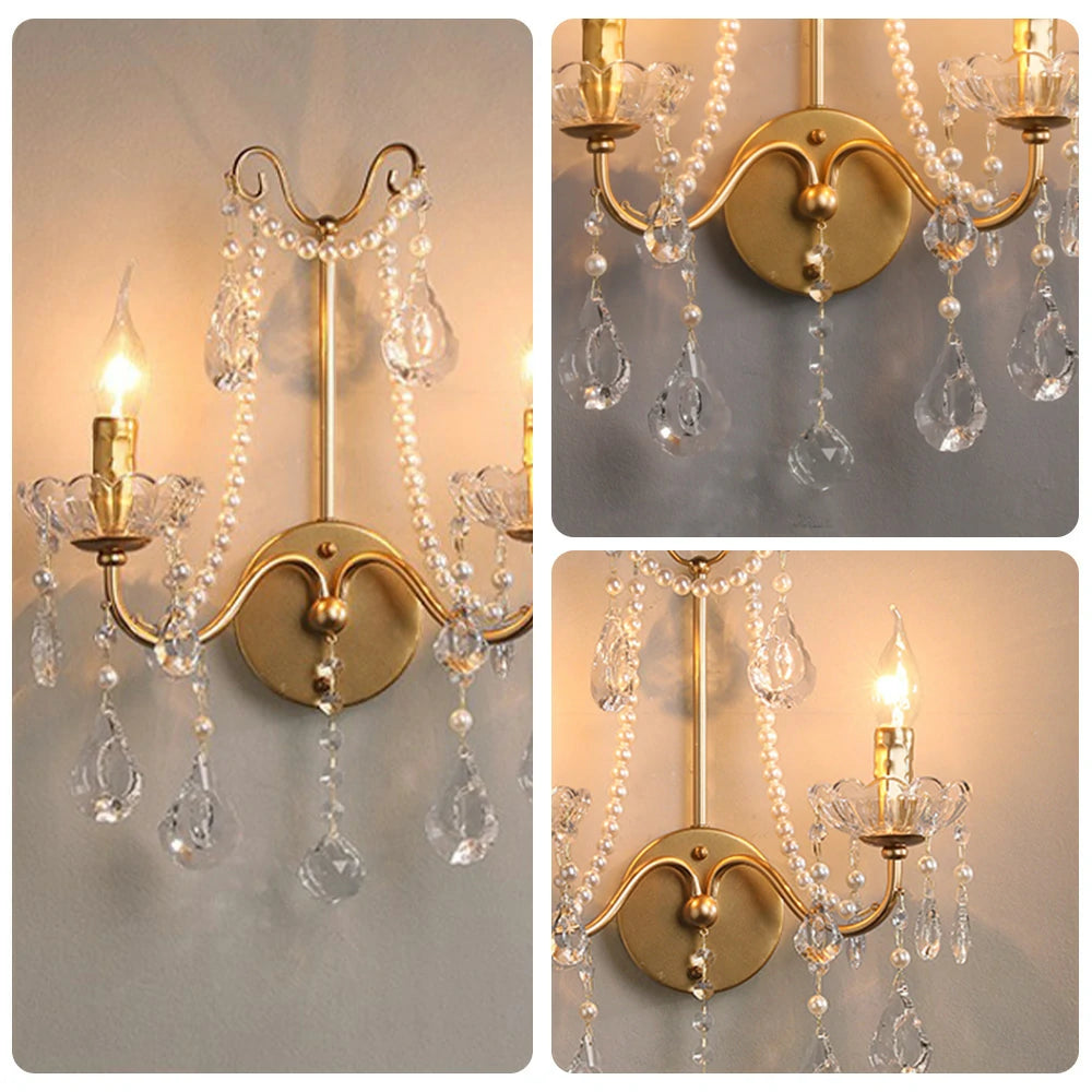 LIVARA Wall Light LED Light Source Electroplated Iron Frame Crystal Pendants Adjustable Chain - Stylish & Durable
