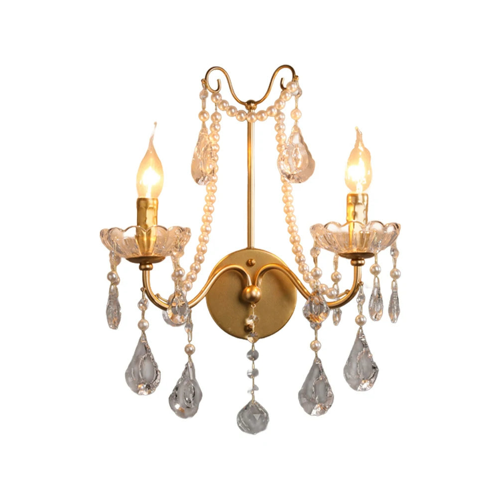 LIVARA Wall Light LED Light Source Electroplated Iron Frame Crystal Pendants Adjustable Chain - Stylish & Durable