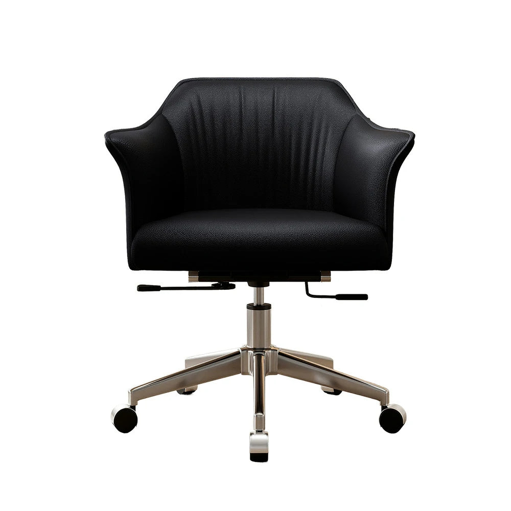 LIVARA Office Chair – Imported Nappa Leather, Ergonomic Design with Armrests, High-Density Cushion, 360° Swivel Base, Smooth Rolling Wheels, Modern Durable Style - Black