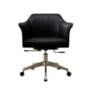 LIVARA Office Chair – Imported Nappa Leather, Ergonomic Design with Armrests, High-Density Cushion, 360° Swivel Base, Smooth Rolling Wheels, Modern Durable Style - Black