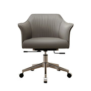 LIVARA Office Chair – Imported Nappa Leather, Ergonomic Design with Armrests, High-Density Cushion, 360° Swivel Base, Smooth Rolling Wheels, Modern Durable Style - Grey