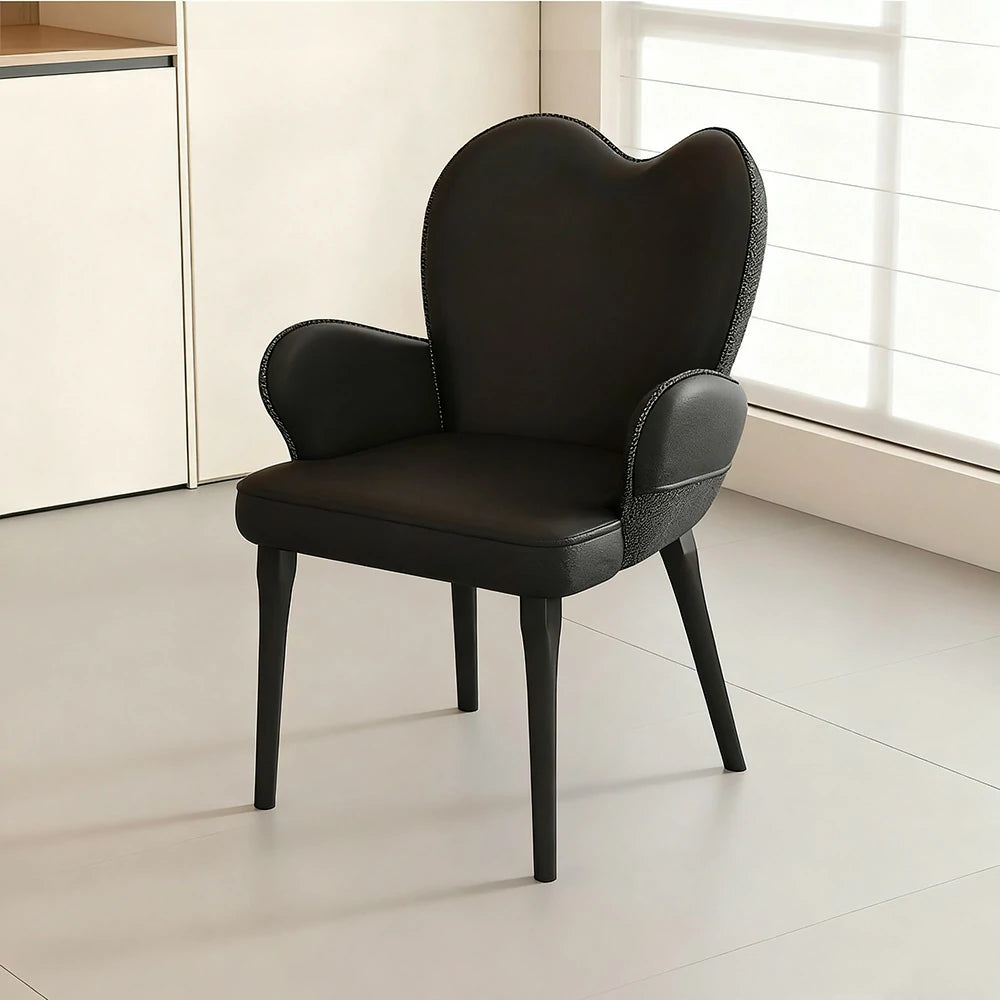 LIVARA Office Chair – Premium Black Leather Upholstery, Ergonomic Backrest & Armrests, High-Density Cushion, Sturdy Steel Legs, Durable & Stylish Design - Black