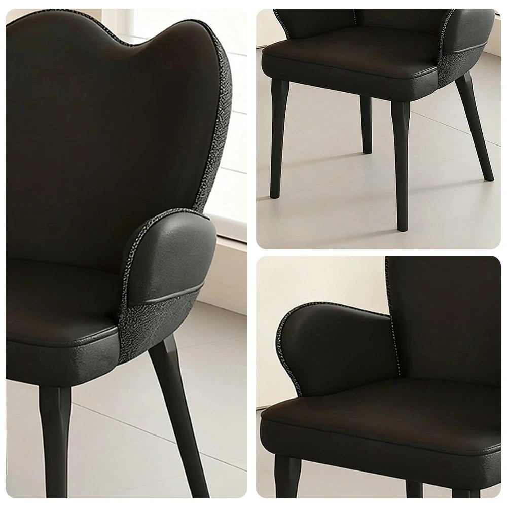 LIVARA Office Chair – Premium Black Leather Upholstery, Ergonomic Backrest & Armrests, High-Density Cushion, Sturdy Steel Legs, Durable & Stylish Design - Black