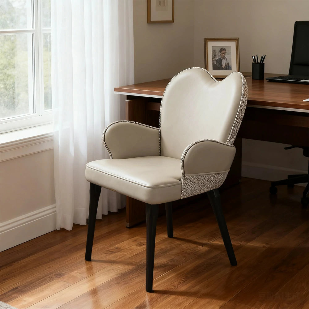 LIVARA Office Chair – Premium Black Leather Upholstery, Ergonomic Backrest & Armrests, High-Density Cushion, Sturdy Steel Legs, Durable & Stylish Design - Grey