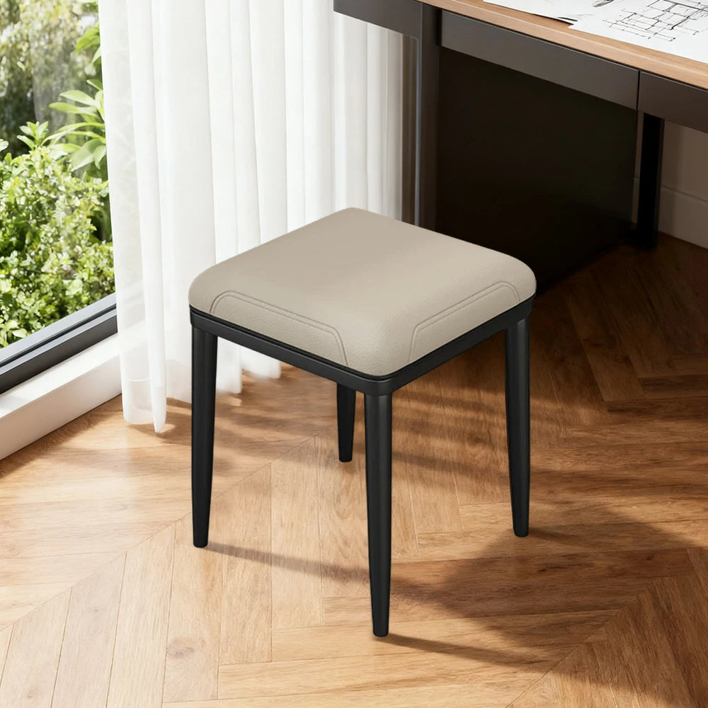 LIVARA Dining Chair – Thickened Cat Claw Leather, High-Resilience Cushion, Solid Carbon Steel Frame, Ergonomic Comfort Design - Beige