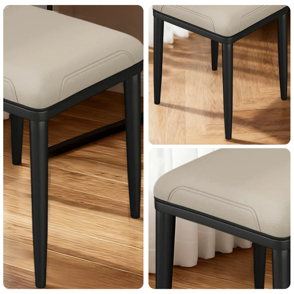 LIVARA Dining Chair – Thickened Cat Claw Leather, High-Resilience Cushion, Solid Carbon Steel Frame, Ergonomic Comfort Design - Beige