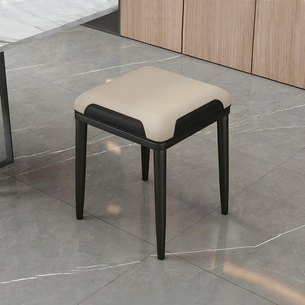 LIVARA Dining Chair – Thickened Cat Claw Leather, High-Resilience Cushion, Solid Carbon Steel Frame, Ergonomic Comfort Design - Beige & Black