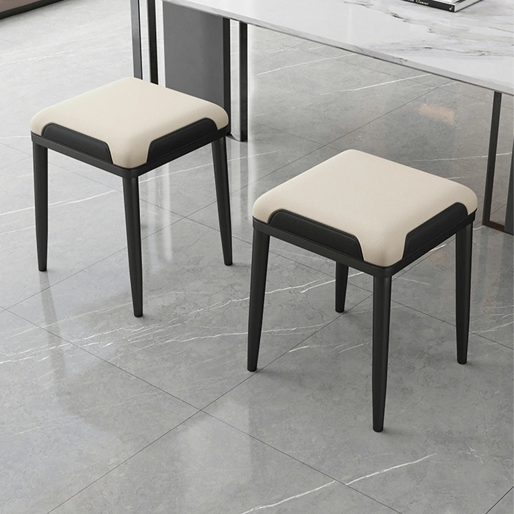 LIVARA Dining Chair – Thickened Cat Claw Leather, High-Resilience Cushion, Solid Carbon Steel Frame, Ergonomic Comfort Design - Beige & Black