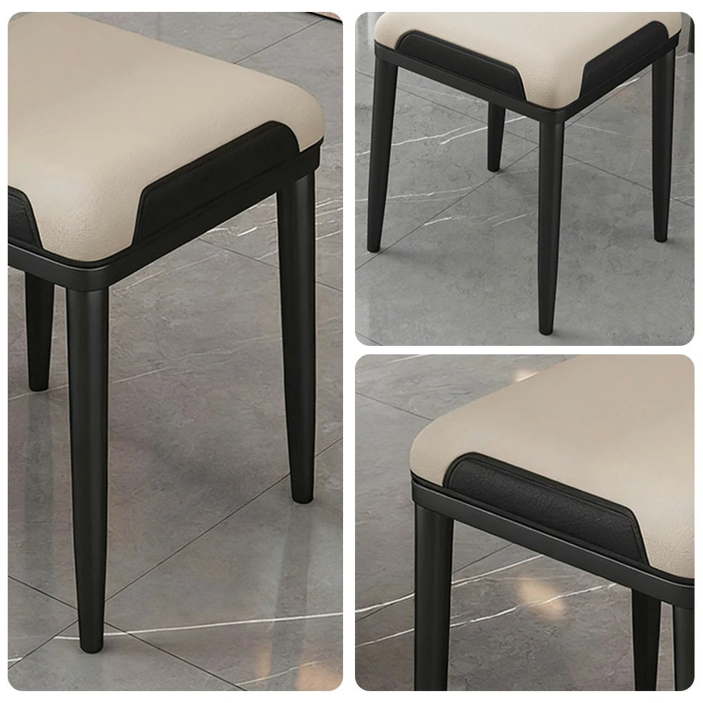 LIVARA Dining Chair – Thickened Cat Claw Leather, High-Resilience Cushion, Solid Carbon Steel Frame, Ergonomic Comfort Design - Beige & Black