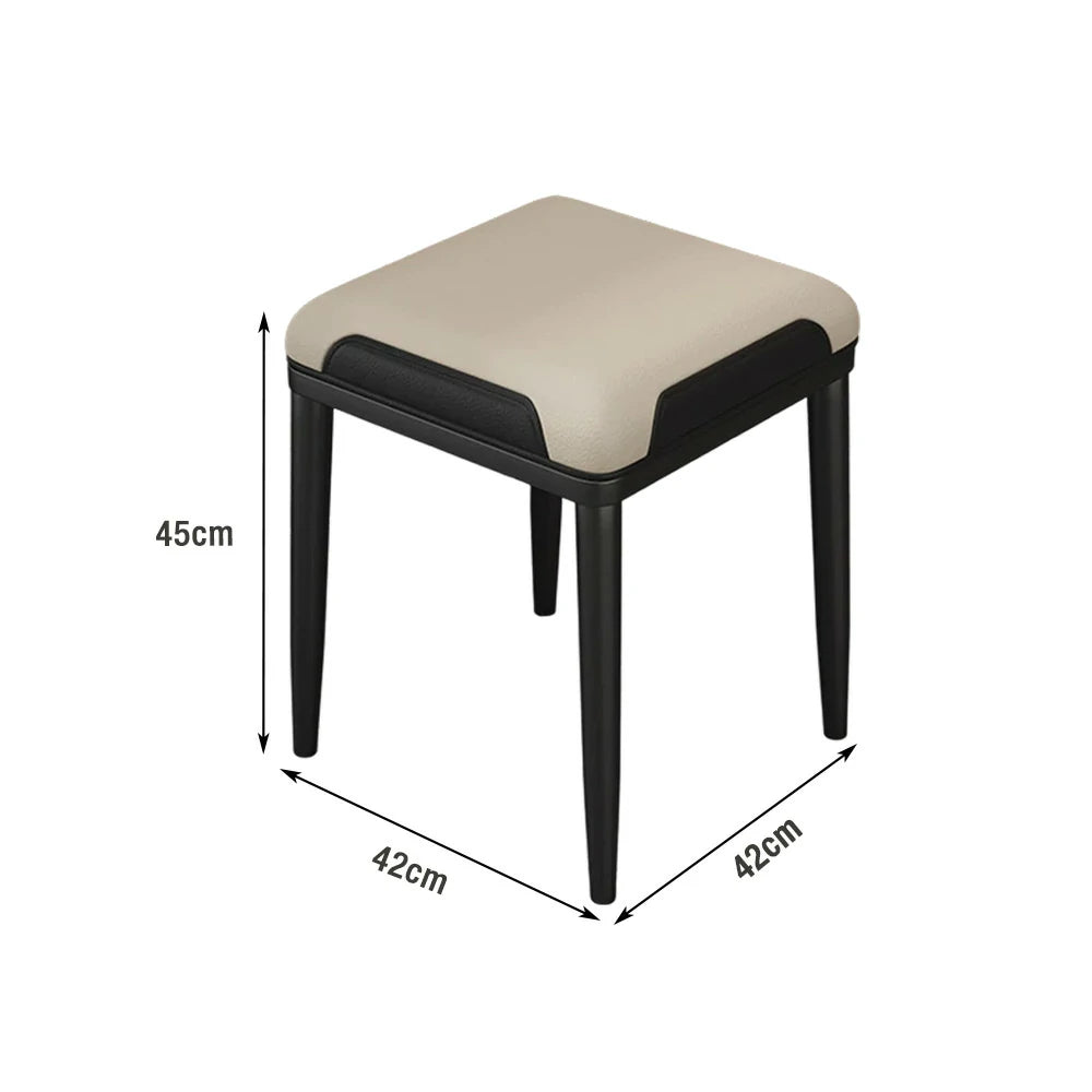 LIVARA Dining Chair – Thickened Cat Claw Leather, High-Resilience Cushion, Solid Carbon Steel Frame, Ergonomic Comfort Design - Beige & Black