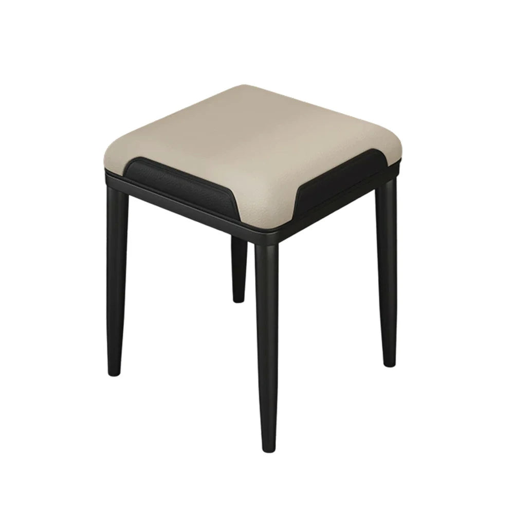 LIVARA Dining Chair – Thickened Cat Claw Leather, High-Resilience Cushion, Solid Carbon Steel Frame, Ergonomic Comfort Design - Beige & Black