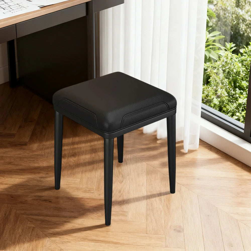 LIVARA Dining Chair – Thickened Cat Claw Leather, High-Resilience Cushion, Solid Carbon Steel Frame, Ergonomic Comfort Design - Black