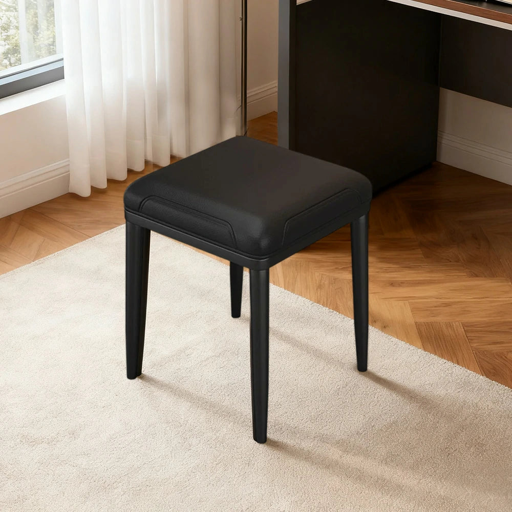 LIVARA Dining Chair – Thickened Cat Claw Leather, High-Resilience Cushion, Solid Carbon Steel Frame, Ergonomic Comfort Design - Black