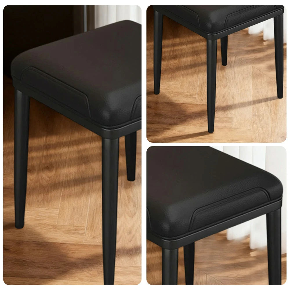 LIVARA Dining Chair – Thickened Cat Claw Leather, High-Resilience Cushion, Solid Carbon Steel Frame, Ergonomic Comfort Design - Black