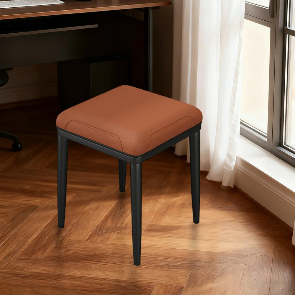 LIVARA Dining Chair – Thickened Cat Claw Leather, High-Resilience Cushion, Solid Carbon Steel Frame, Ergonomic Comfort Design - Light Brown