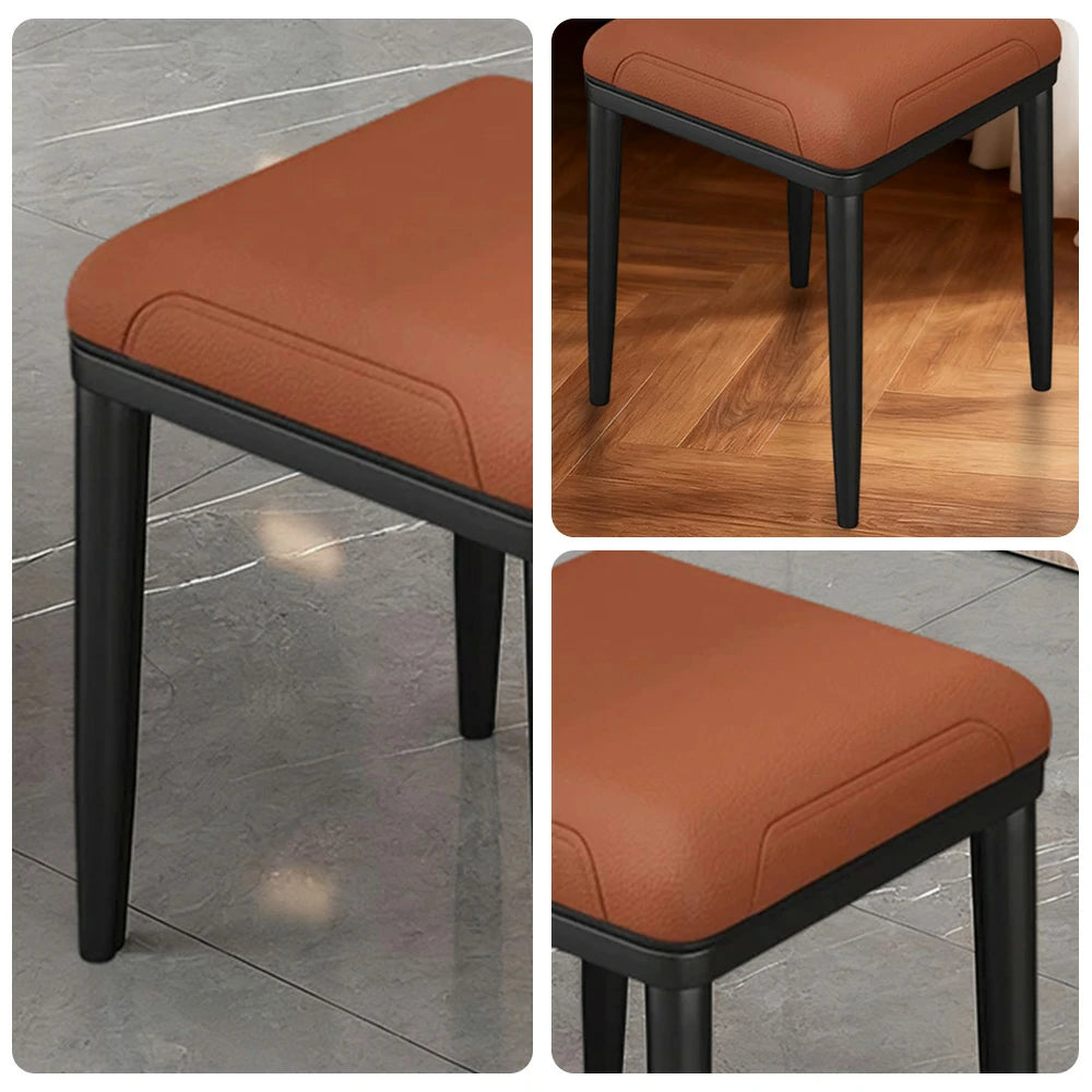 LIVARA Dining Chair – Thickened Cat Claw Leather, High-Resilience Cushion, Solid Carbon Steel Frame, Ergonomic Comfort Design - Light Brown