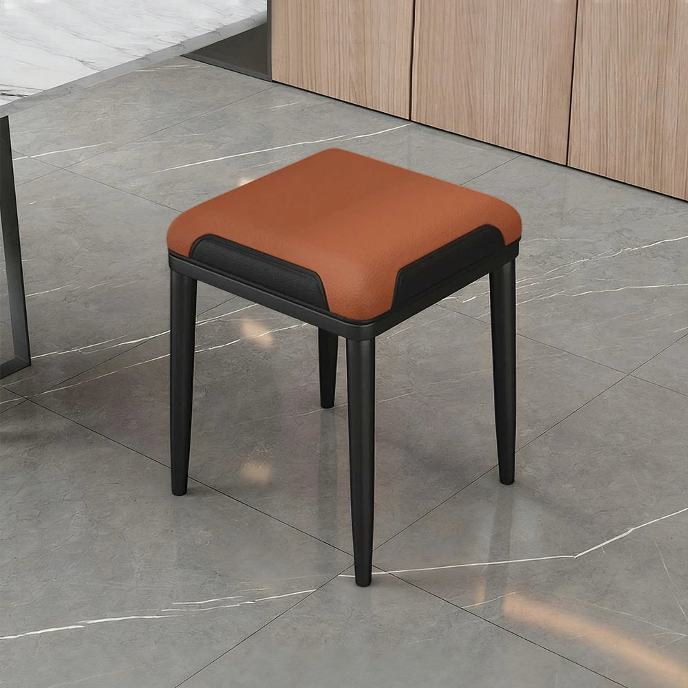 LIVARA Dining Chair – Thickened Cat Claw Leather, High-Resilience Cushion, Solid Carbon Steel Frame, Ergonomic Comfort Design - Light Brown & Black